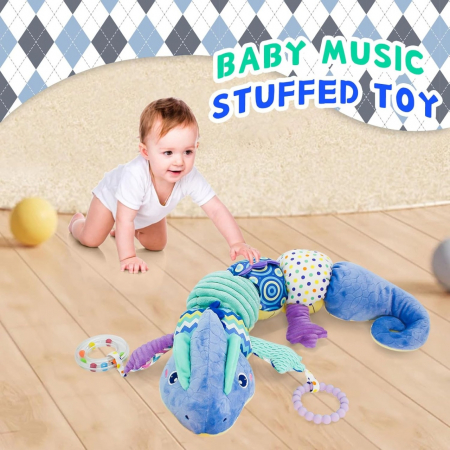 Jucarie Bebe Senzoriala Muzicala Dragon, 60x9 cm, albastru [4]