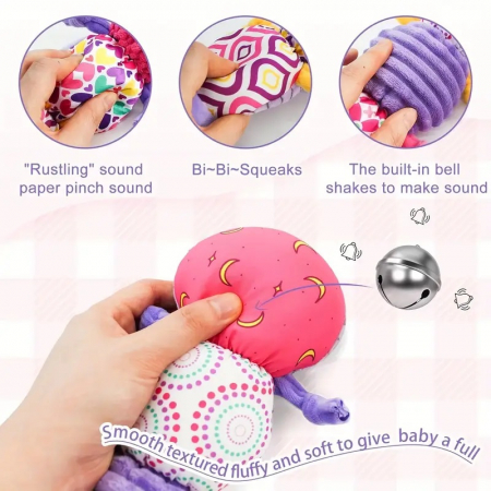 Jucarie Bebe Senzoriala Muzicala Omida, 60x9 cm, mov [1]