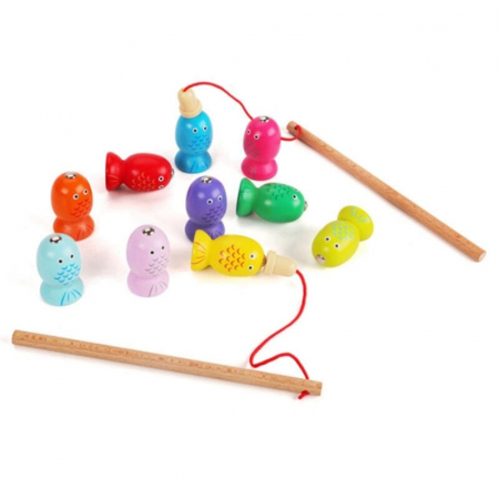 Joc educativ de pescuit magnetic din lemn Broasca, multicolor [1]