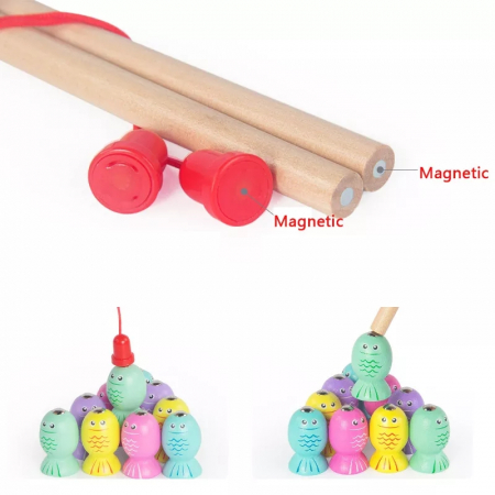 Jucarie de pescuit magnetic din lemn Pestisor, multicolor [2]