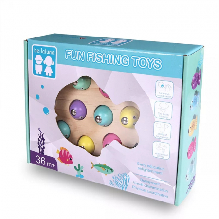 Jucarie de pescuit magnetic din lemn Pestisor, multicolor [6]