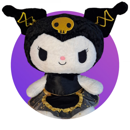 Jucarie de plus Papusa Kuromi din seria Hello Kitty Sanrio, 30 cm, negru/auriu [2]