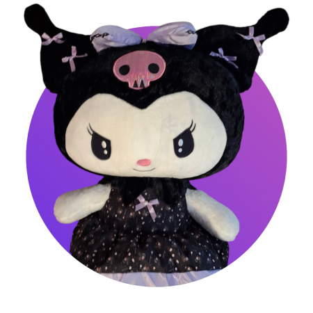 Jucarie de plus Papusa Kuromi din seria Hello Kitty Sanrio, 55 cm, negru/mov [2]