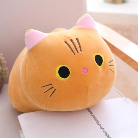 Jucarie de plus Pisica tip perna, umplutura hipoalergenica, 45x26x26 cm, maro [2]