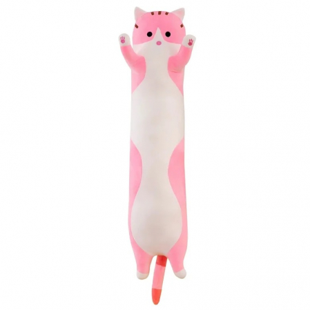 Jucarie de plus pisica tip perna, umplutura hipoalergenica, pentru copii si adulti, 85 cm, roz [4]
