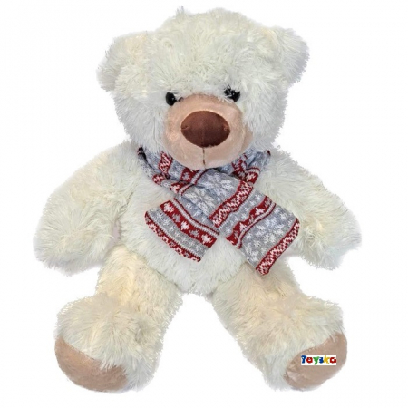 Jucarie de plus Ursulet cu fular, 45 cm, alb