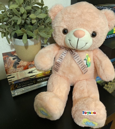 Jucarie de plus Ursulet Fashion cu fundita, 48 cm, roz [1]