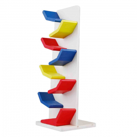 Jucarii Montessori din lemn - Rampa din lemn cu 3 Masinute alunecoase, multicolor