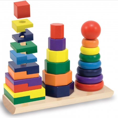 Jucarie din lemn Montessori de stivuire 3 in 1, multicolor [4]