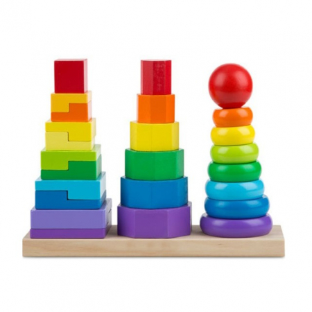 Jucarie din lemn Montessori de stivuire 3 in 1, multicolor [1]