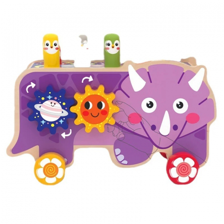 Jucarie educativa din lemn, Vehicul Prinde Cartita, 3 in 1, multicolor [5]
