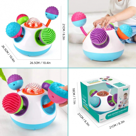 Jucarie interactiva Baby Soft Ball cu lumini si sunete, multicolor [4]