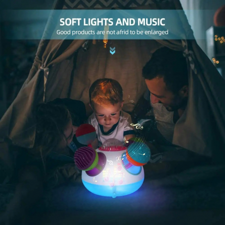 Jucarie interactiva Baby Soft Ball cu lumini si sunete, multicolor [2]