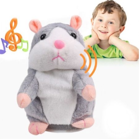 Jucarie Interactiva Hamster Vorbitor, 16 cm, gri [1]