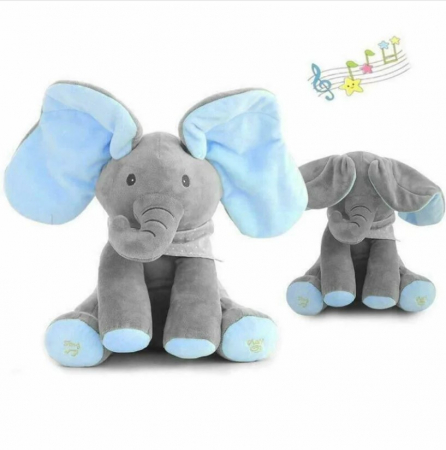 Jucarie interactiva Elefant Peek a Boo, 30 cm, gri/albastru [1]