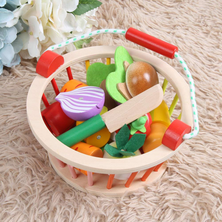 Jucarie lemn Cosuletul cu Legume de feliat, multicolor [1]