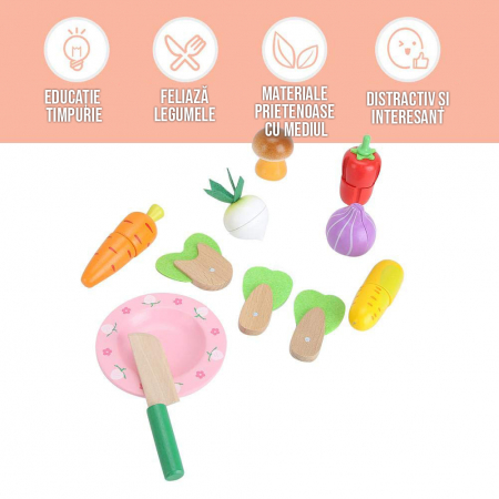 Jucarie lemn Cosuletul cu Legume de feliat, multicolor [4]