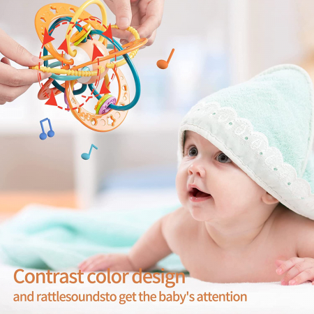 Jucarie motrica dentitie si zornaitoare bebelusi Planeta Portocalie [5]