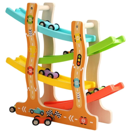 Masinute si vehicule de jucarie - Jucarie Pista Raliu cu 4 rampe si 6 masinute, Curse, multicolor