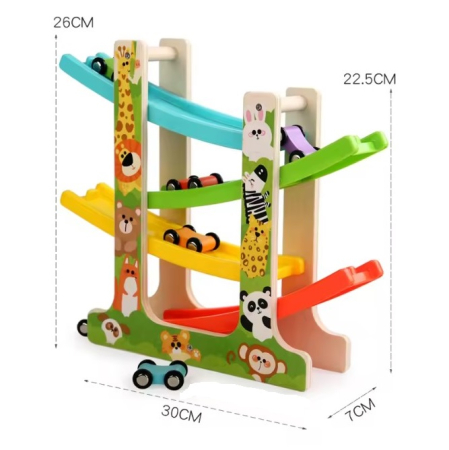 Jucarie Pista Raliu cu 4 rampe si 6 masinute, Zoo, multicolor [5]
