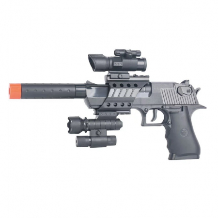 Jucarie pistol cu amortizor si luneta, multicolor [0]