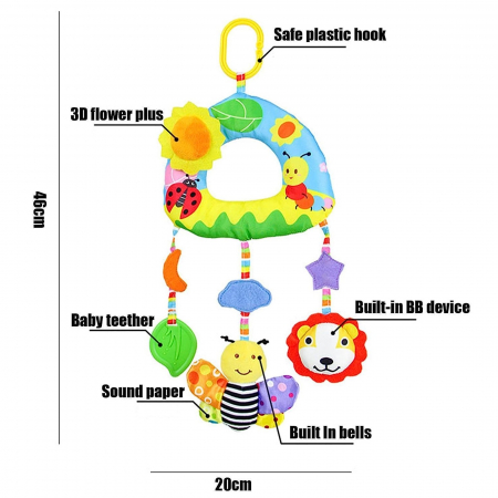 Jucarie senzoriala bebe pentru patut/carucior Animalute, multicolor [3]