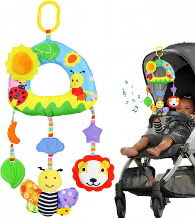 Jucarie senzoriala bebe pentru patut/carucior Animalute, multicolor [1]