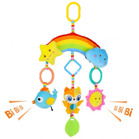 Jucarie senzoriala bebe pentru patut/carucior Curcubeu, multicolor [4]