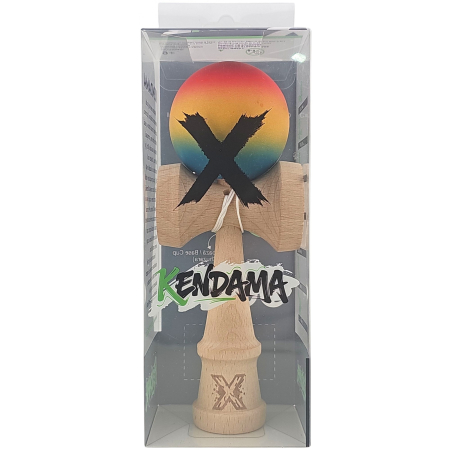 Kendama X din Lemn, Rubber Grip, 18 cm,Rosu/Galben/Albastru [3]