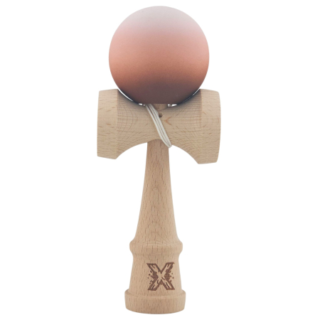Jucarii educative si creative - Kendama X din Lemn, Rubber Grip, 18 cm, Maro/Bej/Roz