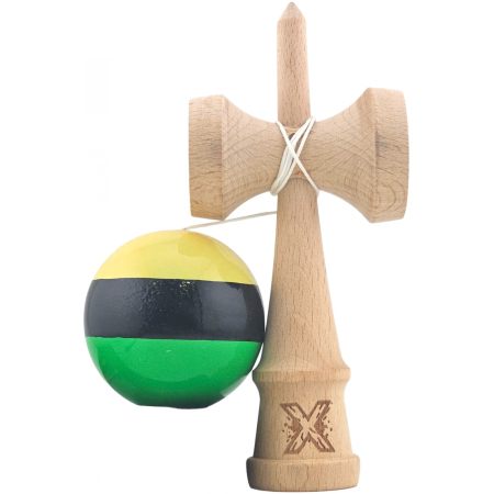 Kendama X din Lemn, Super Sticky, 18 cm, Galben/Negru/Verde [2]