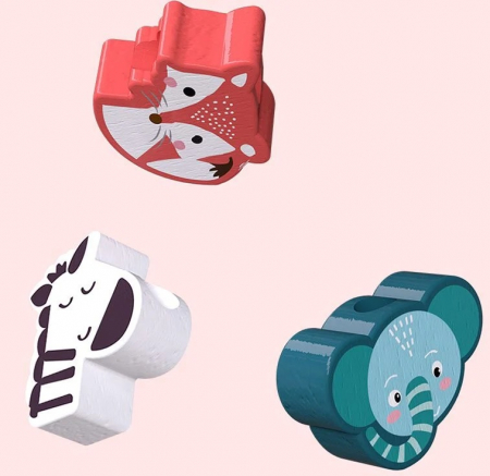 Labirint motricitate din lemn Animale Jungla, circuit cu bile si abac, multicolor [4]