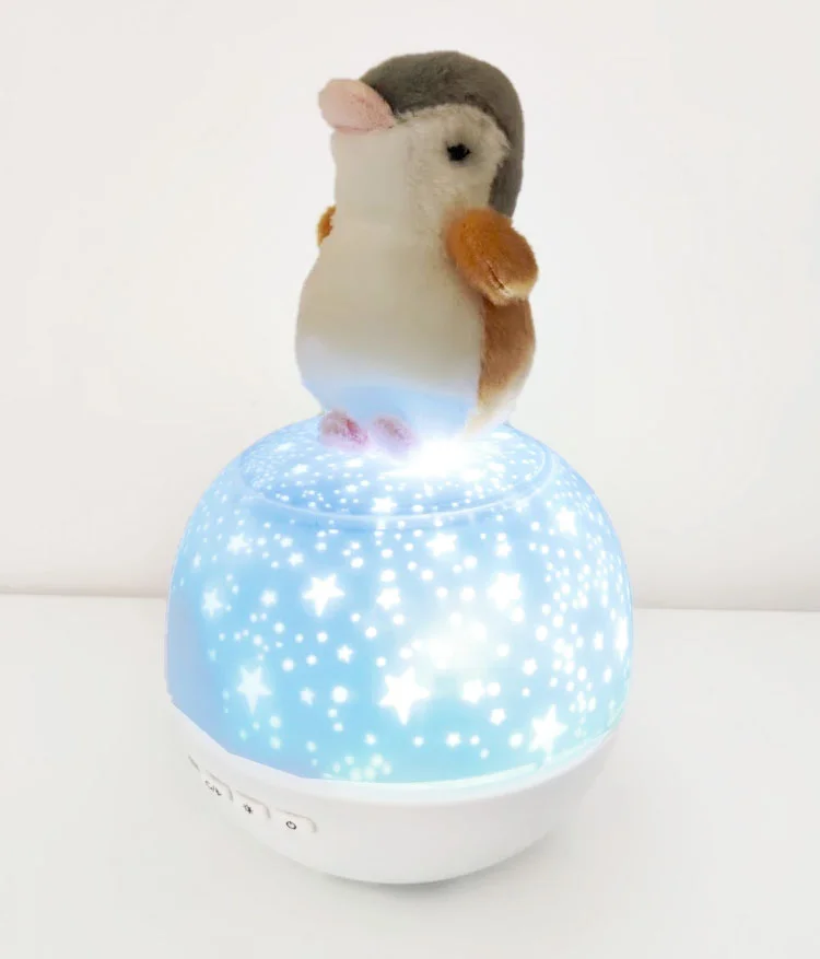 Lampa de veghe portabila, rotativa cu proiectii, melodii si bluetooth,pinguin [0]