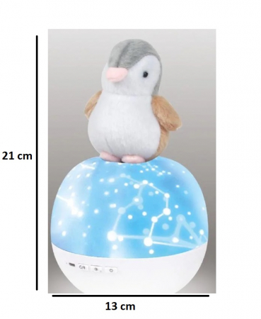 Lampa de veghe portabila, rotativa cu proiectii, melodii si bluetooth,pinguin [3]