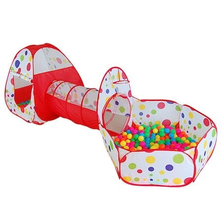Cort de joaca 3 in 1 ideal pentru copii, format din cort, tunel intermediar si piscina, multicolor [6]