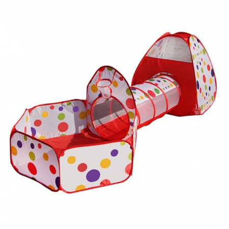 Corturi - Cort de joaca 3 in 1 ideal pentru copii, format din cort, tunel intermediar si piscina, multicolor