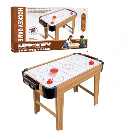 Masa Air Hockey Graffiti cu Picioare Lungi din Lemn, Tabela Scor, 76x38x61 cm, Maro [4]