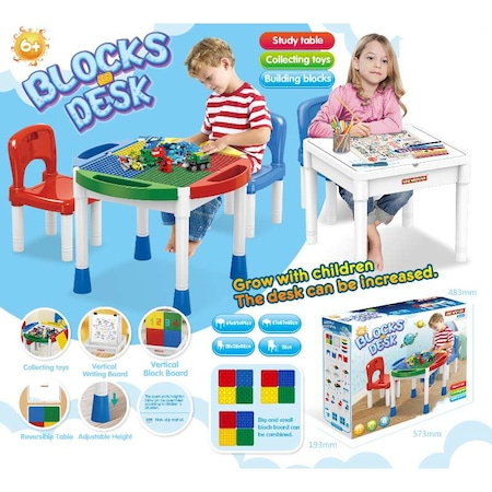 Masa Tip Lego Duplo cu 2 scaune incluse, multicolor [3]