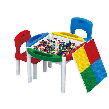 Masa Tip Lego Duplo cu 2 scaune incluse, multicolor [1]