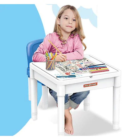 Masa Tip Lego Duplo cu 2 scaune incluse, multicolor [5]