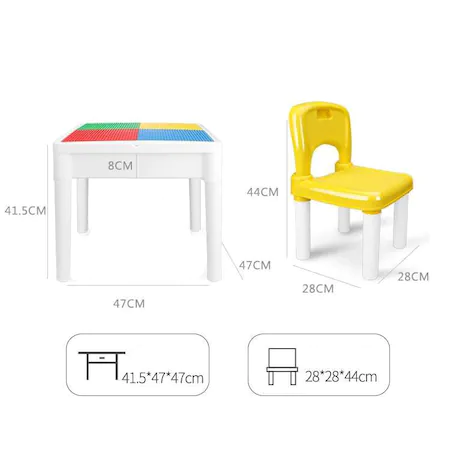 Masa Tip Lego Duplo cu 2 scaune incluse, multicolor [9]