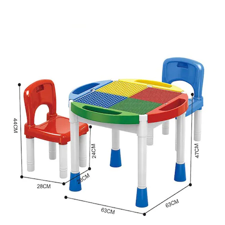 Masa Tip Lego Duplo cu 2 scaune incluse, multicolor [8]