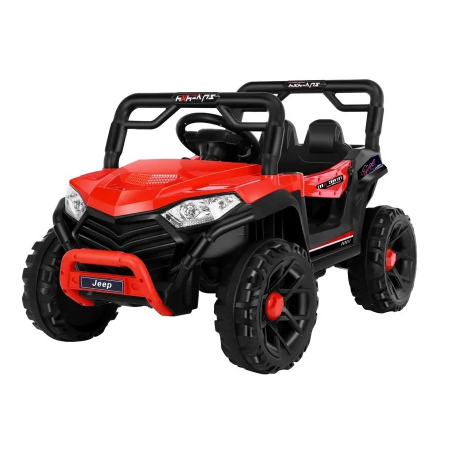 Vehicule, Biciclete si Trotinete - Masinuta Electrica cu Acumulator Tip Jeep, Telecomanda, Bluetooth, Sistem Anti-Rasturnare, Lumini si Sunet, Rosu