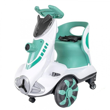 Vehicule, Biciclete si Trotinete - Masinuta electrica cu telecomanda pentru copii, rotire 360, baloane de sapun, lumini si sunete, pedale de acceleratie si frana, verde