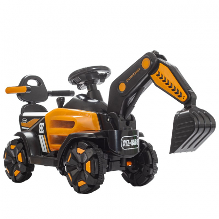 Masinuta Electrica Tip Excavator, Brat Electric cu Maneta de Control, Muzica si Lumini, 2-6 ani, Portocaliu [0]