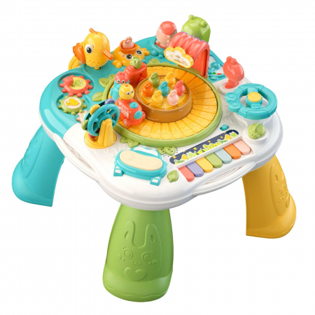 Jucarii bebe - Masuta interactiva de activitati pentru copii cu lumini si melodii, albastru