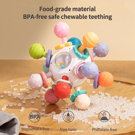 Minge senzoriala cu zornaitoare, bebelus, Atomic, multicolor [3]