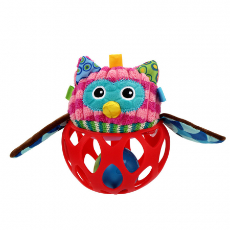 Jucarii bebe - Minge senzoriala, zornaitoare bebelus, Bufnita, multicolor