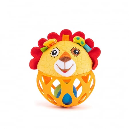 Jucarii bebe - Minge senzoriala, zornaitoare bebelus, Leu, multicolor