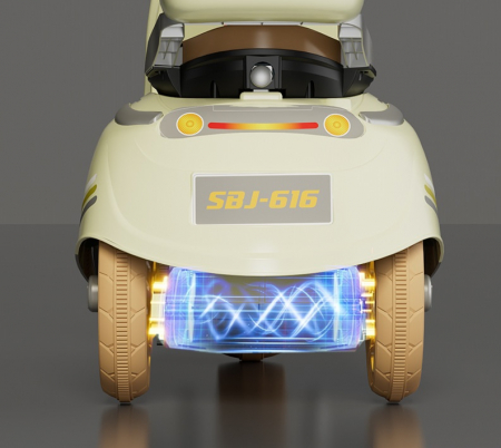 Motocicleta Electrica cu Acumulator, Telecomanda, Bluetooth si Sistem Anti-Rasturnare, Lumini si Sunet, 3-6 Ani, Bej [2]